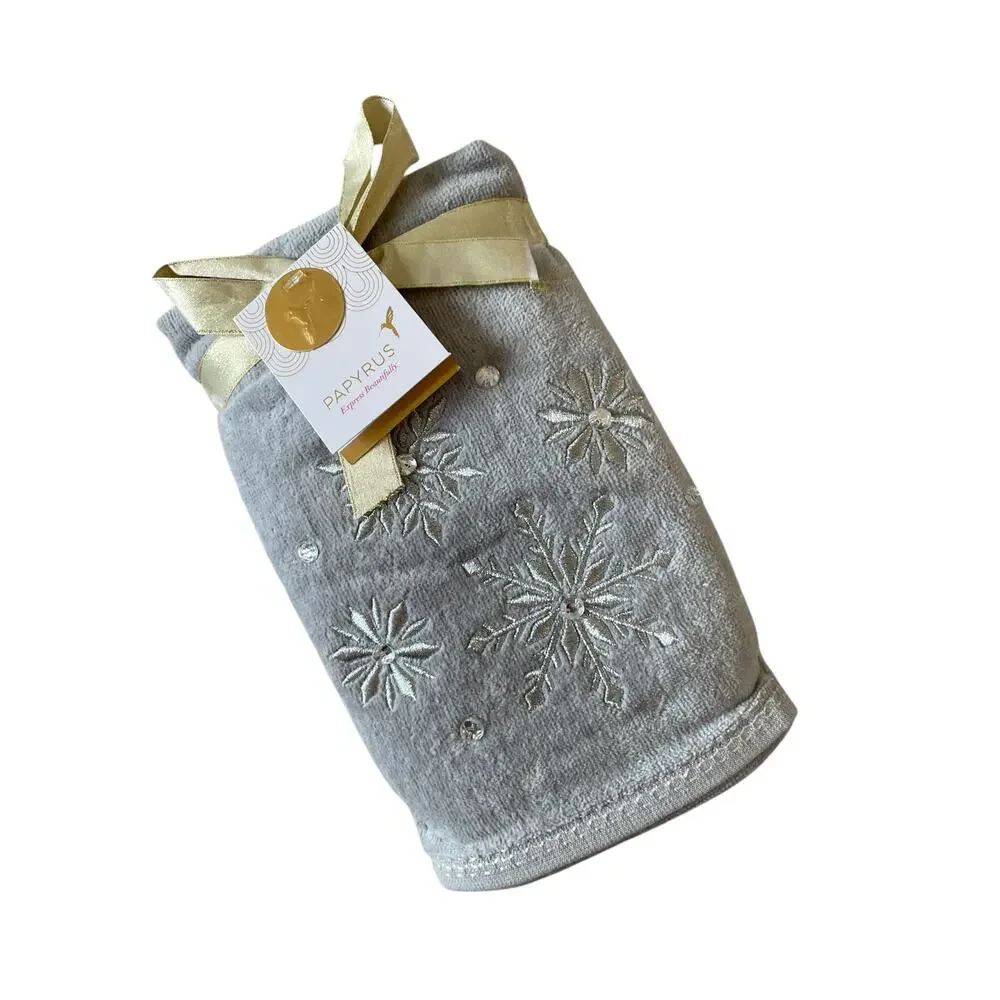 Papyrus Embroidered SNOWFLAKE Hand Towels 18x28 Gray 100% Cotton Set of 2 New